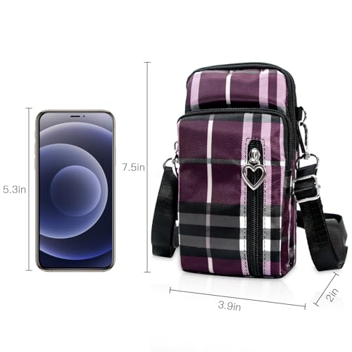 BIAOTIE Lightweight Small Crossbody bags Cell Phone Purses Travel Pouch Shoulder Bag for Women - color: Purple Stripes