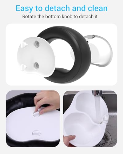 Magnetic Cell Phone Leather Pillow Stand, 【Stain-Resistant】 Kindle Pillow Holder with 2 Snack Bowl, Adjustable Smartphone Holder for Lap/Bed/Sofa, Fit 4-7" iPhone, Kindle, E-Reader, iPad mini