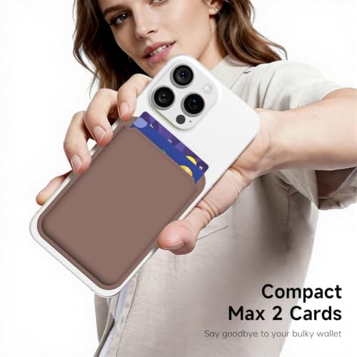 LoeoeL Magnetic Phone Wallet Compatible with Magsafe Wallet, Silicone ID Credit Card Holder Wallets for Back of Phone Pocket, Slim Thin Pouch Sleeve Wallets for iPhone Samsung, Brown Fall - color: Brown