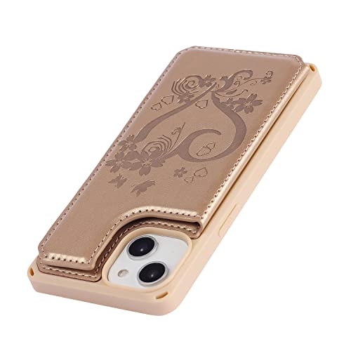 Cavor for iPhone 14 Wallet Case with Card Holder for Women, Golden - color: D-Golden