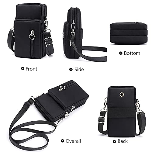 Women Crossbody Cell Phone Purse Case Armband Bag for iPhone 12 13 Mini 14 15 Plus 11 Pro Max Google Pixel 6a 7a 8a 6 7 8 Pro - color: Black