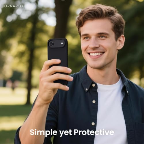 ORNARTO for iPhone Air Case 6.5", Slim Liquid Silicone 3 Layers Soft Gel Rubber Shockproof Protective Cover with Anti-Scratch Microfiber Lining-Black - color: Black