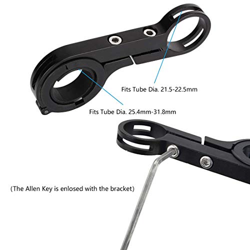 Bike Bicycle Double Handlebar Extender Extension,11.8"(30 cm) Aluminum alloy Super Long Bracket Accessories,For Bike Mounts,Extender Bars, Headlights,Light Lamp,Phone Mount,For 31.8mm/25.4mm caliber