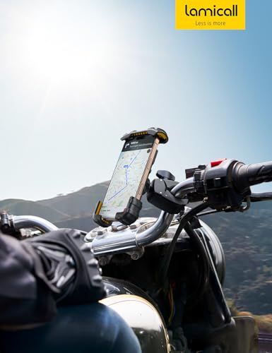 Lamicall Bike Phone Holder Mount - Motorcycle Handlebar Phone Mount Clamp, One Hand Operation ATV Scooter Phone Clip for iPhone 15/14 Pro Max/X/XS, Galaxy S10 and 4.7"- 6.8" Cellphone - Yellow - color: Yellow