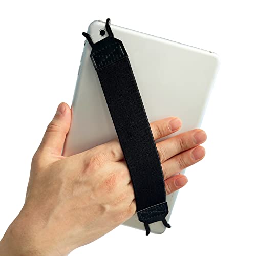 EGOSecurity Hand-Strap for 9-11 Inch Tablets - iPad/iPad Pro/Air, Kindle Fire HD/Samsung/Lenovo, High-Elasticity Versatile Hand Strap, Lightweight Finger Grip Holder (Black) - 2PC - color: 2Black