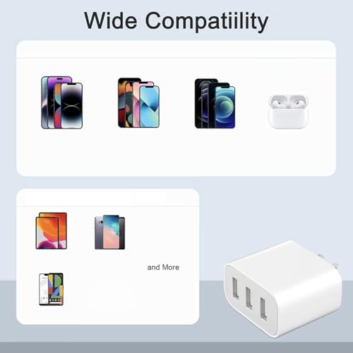 3 USB A Ports Charger Block,YTFCYIKBG Cell Phone wall Chargers,USB Cube - color: Matte White