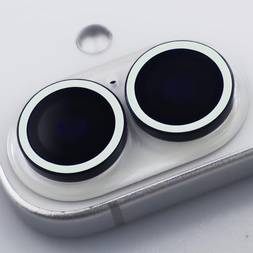 BONVAN for iPhone 17 Camera Lens Protector Glow in the Dark Tempered Glass Screen Accessories Luminous Lens Cover (2PCS) (White) - color: White