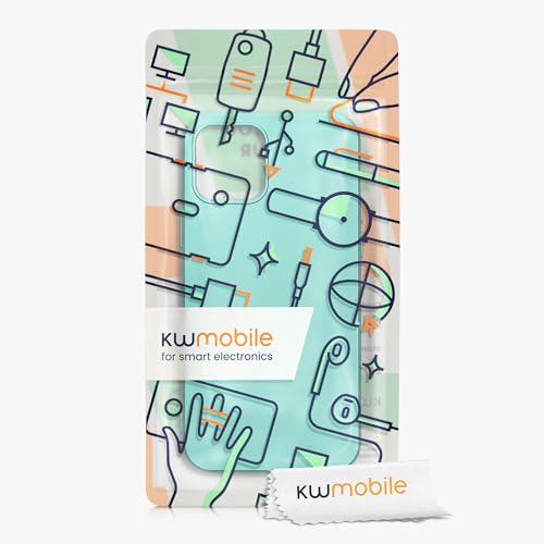kwmobile Case Compatible with Apple iPhone 12 / iPhone 12 Pro Case - Soft Slim Metallic TPU Silicone Cover - Metallic Turquoise - color: metallic turquoise
