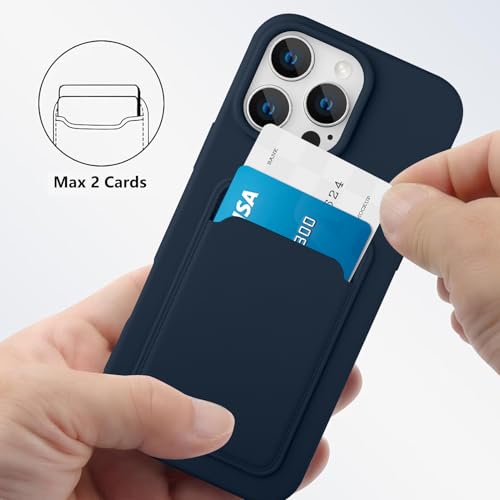 MZELQ Compatible with iPhone 16 Pro Max Case Card Holder -Blue | Wallet Cover,Camera Protection + Screen Protector Soft Card Slot Phone Case - color: Blue, size: iPhone 16 Pro Max