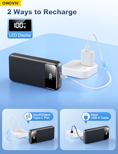 OHOVIV Portable Charger Power Bank 50000mAh,4 Built-in Cables Battery Pack - color: Black