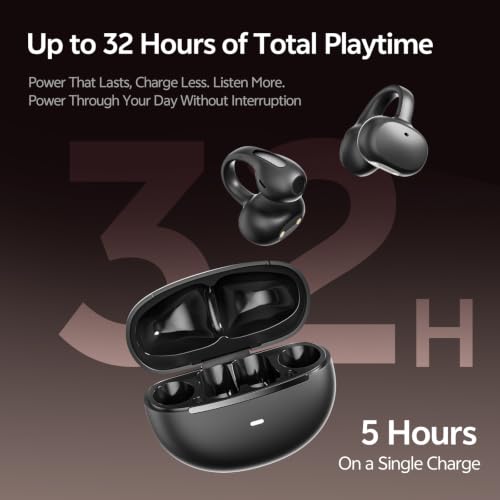 Clip On Earbuds, Open Ear Bluetooth 6.0 Wireless Headphones with Touch Control, Lightweight Ear Clip Design, Glasses Friendly Sports Earbuds for Running, Work & Travel, IPX6 Waterproof(Black) - color: Black