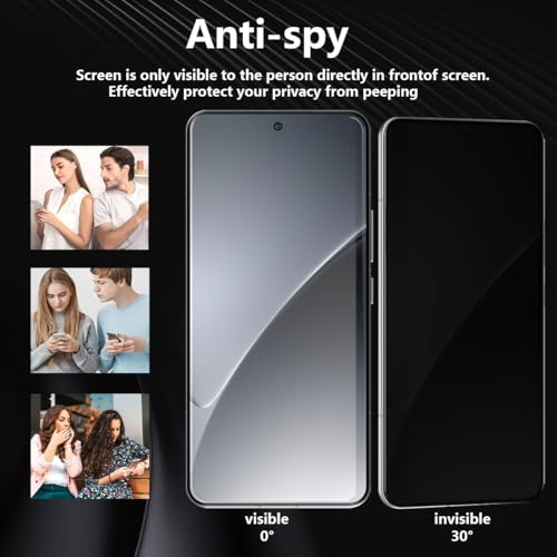 1 Pack Privacy Screen Protector for Xiaomi 15 with 2 Pack Camera Lens Protector, 9H Hardness, Anti Spy Tempered Glass Film, Black Protector for Xiaomi 15 - size: for Xiaomi 15