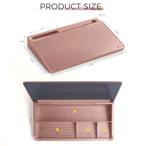 TOWON Compact Glass Desktop Whiteboard with Storage 12x7 in, Rose Gold - color: Metallic Rose Gold