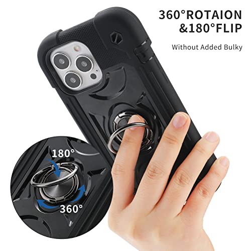 MARKILL Compatible with iPhone 13 Pro Max Case 6.7 Inch with Ring Stand, Heavy-Duty Military Grade Shockproof Phone Kids Cover for iPhone 13 Pro Max Black - color: Black, size: iPhone 13 Pro Max 6.7"
