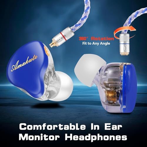 DEMAKE in-Ear Monitor with Detachable Silver-Plated,with mic - color: Blue Splicing, size: With Mic