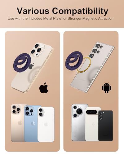 Magnetic Phone Ring Holder Grip, Foldable MagSafe Grip Stand for iPhone 17e - color: Purple