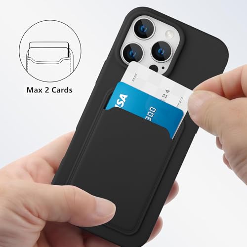 MZELQ Compatible with iPhone 16 Pro Max Case Card Holder -Black | Wallet Cover,Camera Protection + Screen Protector Soft Card Slot Phone Case - color: Black, size: iPhone 16 Pro Max