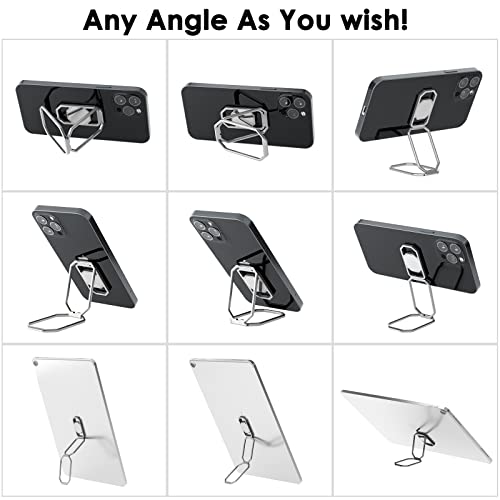 Phone Ring Holder Finger Kickstand, Upgraded 360° Rotation Metal Phone Grip for Magnetic Car Mount Foldable Cell Phone Stand Compatible with Most Smartphones - color: White Silver