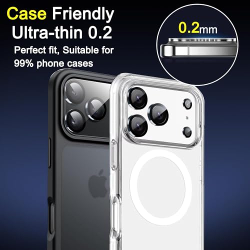 Ferilinso 6 Pack Camera Lens Protector for iPhone 17 Pro, Tempered Glass | 9H+ Hardness, Military-Grade Shatterproof Camera Cover, Case Friendly, HD, Anti-Scratch, No Flash Glare for Night Shooting - size: 6.3 inches