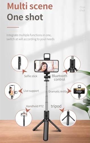 XIHAMA Selfie Stick Tripod with Light,3 in 1 Extendable Selfie Stick with Wireless Remote,Portable Phone Tripod Stand Compatible with iPhone 16 15 14,Samsung Smartphone and More - color: Black+Light