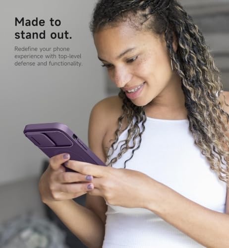 SURITCH for iPhone 13 Pro Max/12 Pro Max Case with Magnetic Camera Slide Cover and Adjustable Kickstand, Compatible with MagSafe, Shockproof Bumper Case Slim Protective Cover 6.7 Inch, Dark Purple - color: Dark Purple, size: IPhone 13 Pro Max/12 Pro Max-6