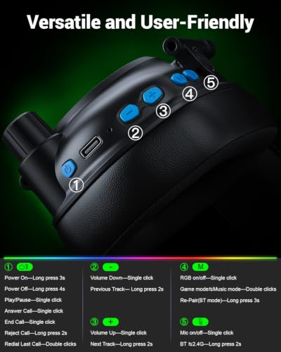 Krysenix Wireless Gaming Headset with Noise Canceling Microphone - Blue - color: Blue