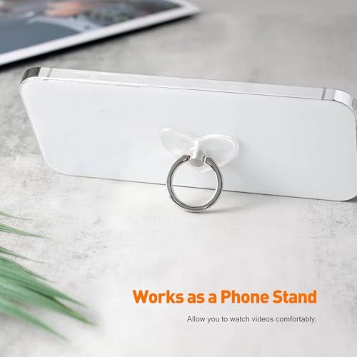 2pcs Phone Ring Stand Holder with Diamond,Heart Shape Transparent Phone Ring Kickstand,360 Degree Rotation Finger Ring Grip Compatible with All Smartphones,Tablet and Case