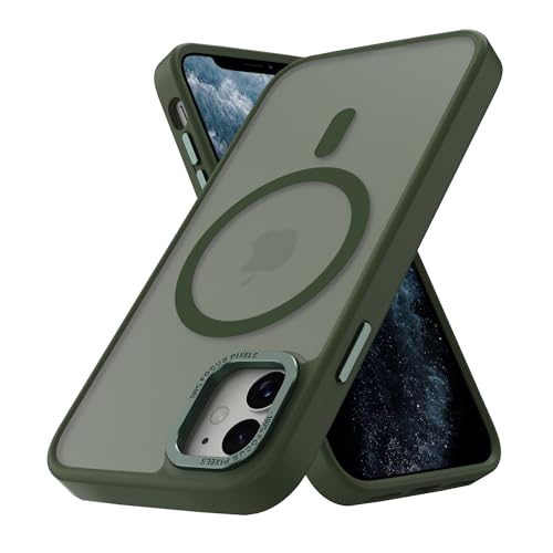 Magnetic iPhone 12/12Pro case,Compatible with Magsafe, Military-Grade Protection,Slim Translucent Matte Shockproof with Anti-Scratch Anti-Fingerprint Phone Cover (blackish green, iPhone 12/12Pro) - color: Blackish Green, size: iPhone 12/12Pro