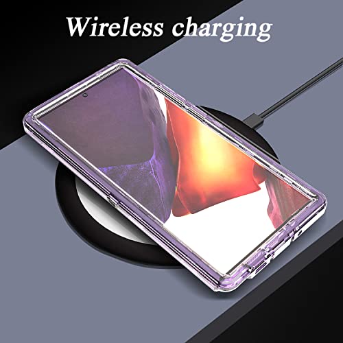 YmhxcY Galaxy Note 20 Ultra Case - 3 Layer Drop Protection, Shockproof Silicone & Clear Cover - Transparent Purple - color: Transparent purple
