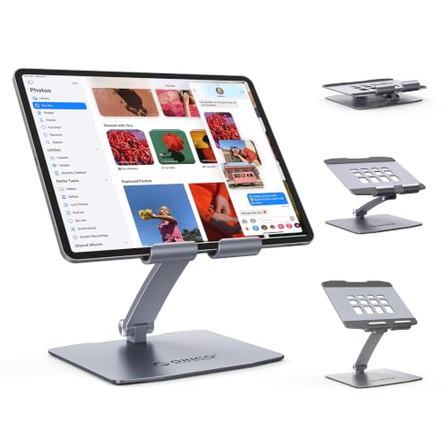 ORICO Sturdy Aluminum Foldable Tablet Stand, Fits iPad 12.9", FB1, Gray - color: Gray