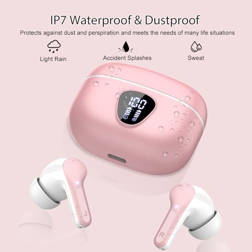 Wireless Earbuds, Bluetooth 5.4 Headphones HiFi Stereo, Bluetooth Earbuds - color: B-Pink
