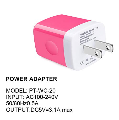 Wall Charger Adapter,USB Cubes,3Pack Universal Travel 3.1A 3 Muti Port - color: 3Pack-Rose Red