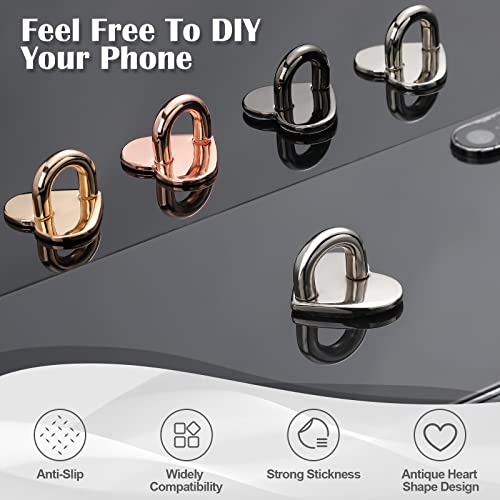 Moxweyeni 8 Pcs Heart Phone Charm Hook,Gold, Silver, Rose Gold, Black - color: Gold, Silver, Rose Gold, Black