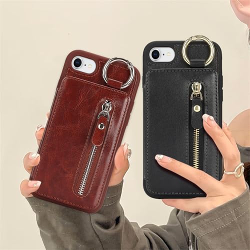 Havaya Flip Case for iPhone SE 3rd & 2nd Gen iPhone 8 & 7 - Deep Brown - color: Deep Brown-Ring, size: iPhone SE 3rd & 2nd Gen & 8 & 7 Case