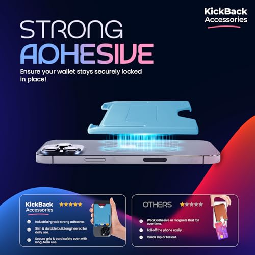 Slim Adhesive Cell Phone Wallet with Built-in Metal Plate - RFID Blocking Credit Card Holder for Phone Case - Plastic Wallet for Phone Holds 3 Cards Securely (Blue) - color: Sky