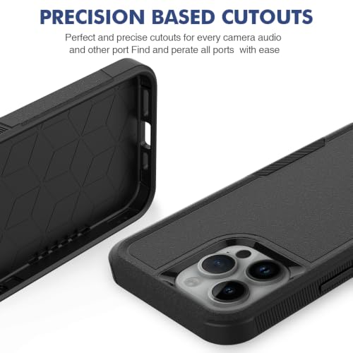 Heavy‑Duty Rugged Anti‑Drop Shockproof Protective Phone Case for iPhone 15 Pro Max, Durable Protective Shell, Black - color: Black, size: iPhone 15 Pro Max