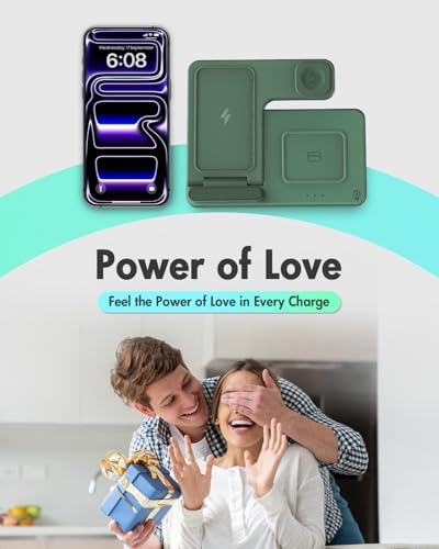 GETPALS Wireless Charger iPhone Charging Station for Apple Multiple Devices - color: Dark Green