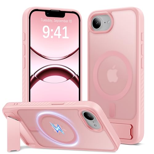 Eastinbox Magnetic iPhone 17e & 16e Case with Stand, Pink | Shockproof, Compatible with MagSafe, Military-Grade Protection, Anti-Yellowing, Phone Case for iPhone 17 e/16 e 6.1" - color: Stand Pink