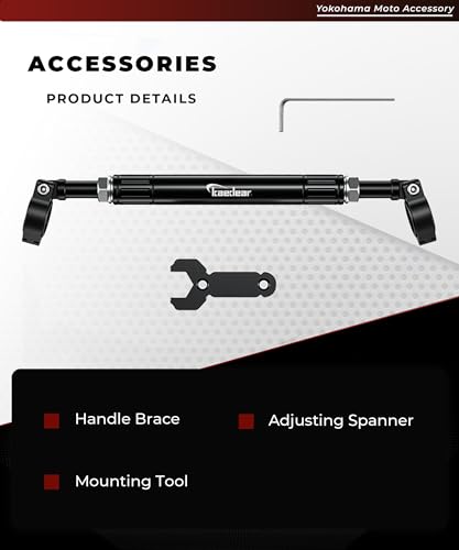 KAEDEAR Adjustable Motorcycle Handlebar Brace Bar, 0.86", KDR-HB2 - color: Black