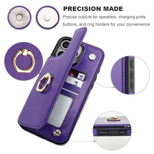 ONETOP for iPhone 16 Pro Max Wallet Case with Credit Card Holder,Purple - color: Purple