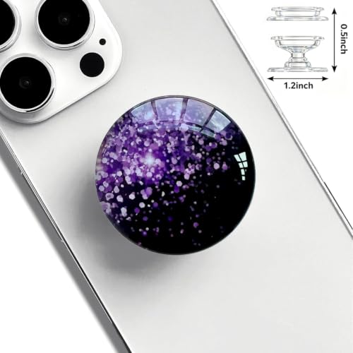 Clear Crystal Glitter Collapsible Expanding Moblile Cell Phone Grip Stand Holder for Smartphones and Tablets Phone Accessory(Dark Night Purple)