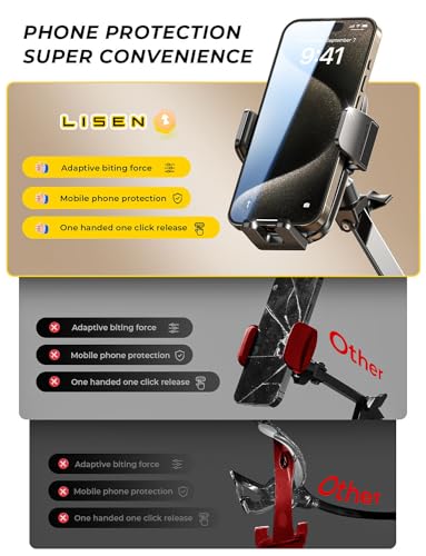 LISEN Cell Phone Holder for Bed Desk, Overhead Phone Mount iPhone Recording