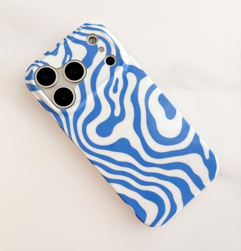 Qokey Compatible for iPhone 17 Pro Max Case 6.9" - Glossy Groovy Wavy Shell, Slim Lightweight Soft Protection for Men Women, Fashionable Trendy Artistic Marble Design Cover - Blue Ocean Waves - color: Blue Ocean Waves