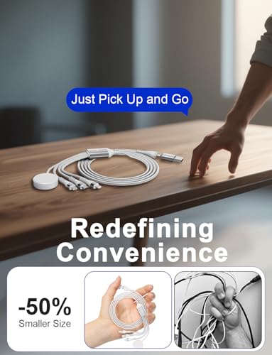 100W Multi Charger Cable for Samsung Galaxy Watch Ultra/Classic/8/7/6/5-4-in-1 10ft Galaxy Watch Charger Multi Charging Cable with USB C, Lightning & Micro USB for Samsung Watch and Multiple Devices
