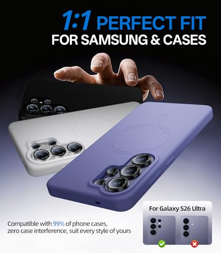 HelloDeere for Samsung Galaxy S26 Ultra Camera Lens Protector, Military-Grade 9H+ Tempered Glass with AR Optical Tech HD Anti-Glare Anti-Scratch Metal Individual Ring Easy Install Case Friendly, Black - color: S26 Ultra (Black)