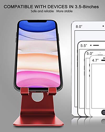 CreaDream Aluminum Cell Phone Stand, Adjustable Phone Holder for Desk - color: Red