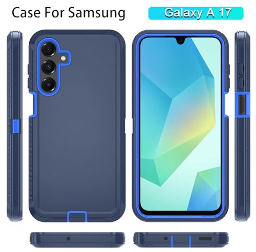 Qinmay Phone Case for Samsung Galaxy A17 5G Case, Galaxy A16 5G Case with HD Screen Protector, Heavy Duty Shockproof 3-Layer Cover Phone Case for Galaxy A17 / A16 ,DarkBlue - color: DarkBlue