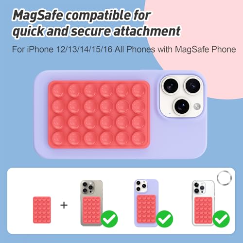 Magnetic Suction Phone Mount for MagSafe Case,Silicone Sticky (Rose Red) - color: Rose Red