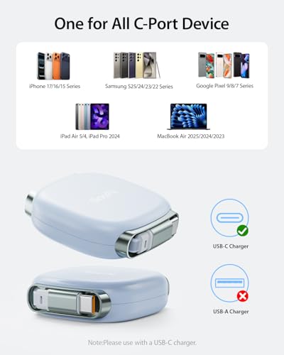 SOOPII 240W Retractable USB C Cable with Mag Snap Storage (2Pack 3.3FT) - color: Blue, size: 3.3FT-2Pack