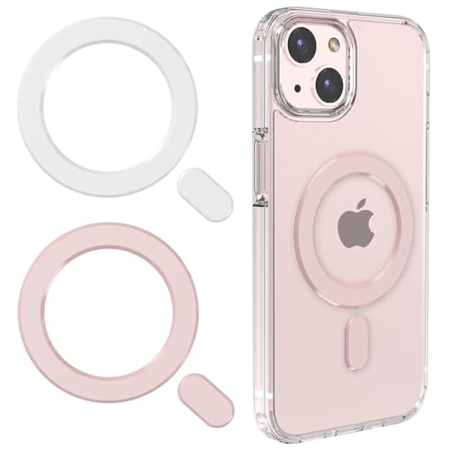 KALAPOP for Magsafe Universal Metal Rings Sticker Compatible with iPhone 15 Pro Max,15 Pro,15/14/13/12 Series,Samsung Galaxy,Google Pixel Series (White & Pink 2PCS-Magnetic Rings) - color: White & Pink 2pcs-magnetic Rings